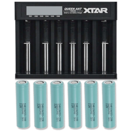 Xtar Queen ANT MC6 Li-ion batterioplader + 6 stk. Samsung INR18650-20R 2000mAh Li Ion batterier